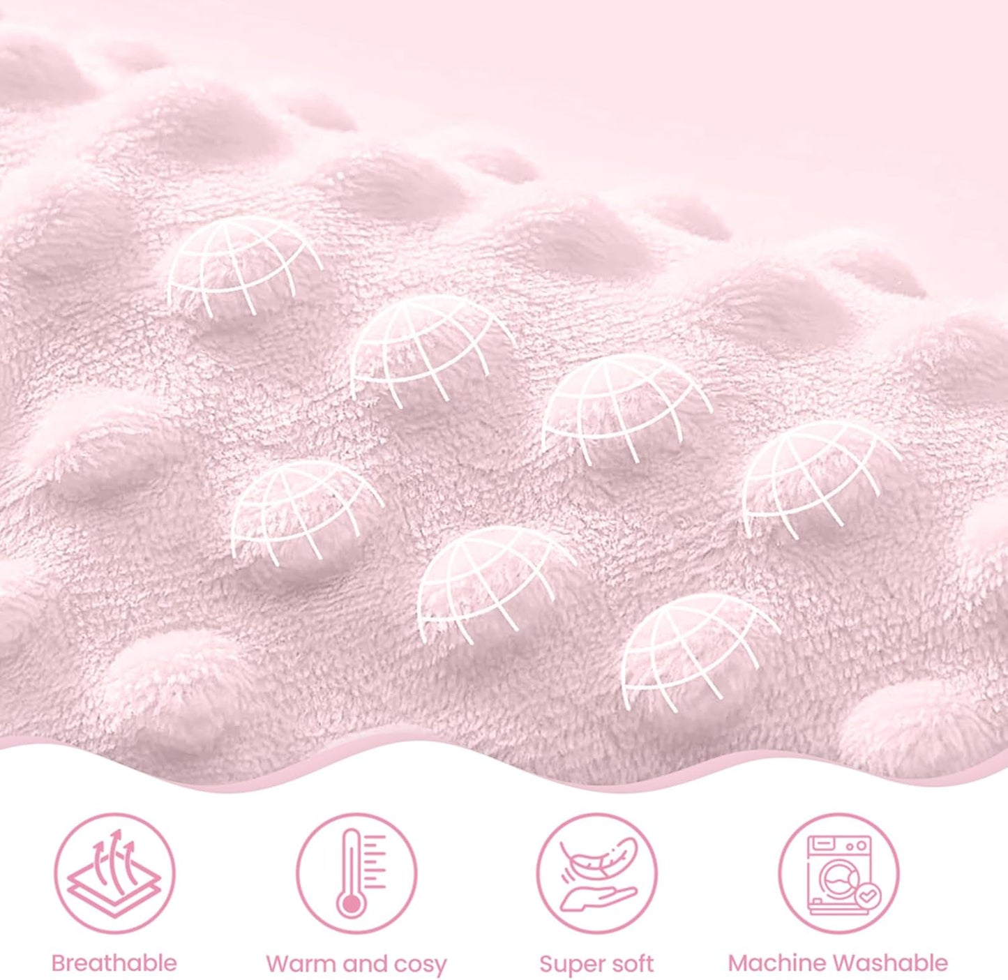 Floral Minky Baby Blanket 30 x 40 Inches for Girls, Soft Plush Receiving Blanket with Dotted Back