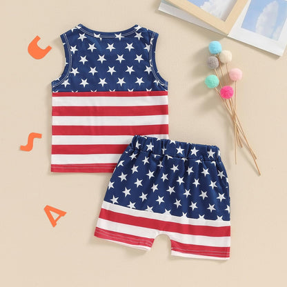 Kupretty Baby Boy Summer Clothes Sleeveless Tank Tops Vest T-Shirt + Casual Shorts Toddler Outfits Set