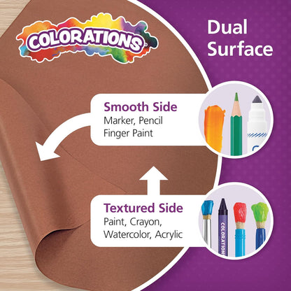 Colorations Prima-Color Fade-Resistant Paper Rolls, Brown, Arts and Crafts, 48" x 60' , Drawing, Finger Painting, Paint, Watercolor, Wall Art, Bulletin Boards, Kids Crafts (Item # DSBR)