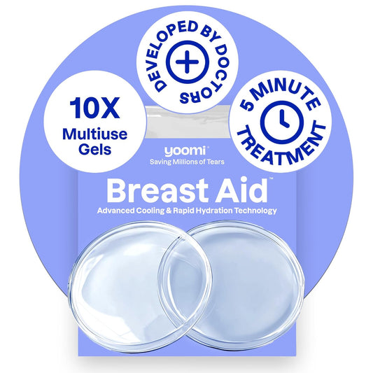 Breast Aid™ Soothing Cryogel Pads for Sore Cracked Nipples with HOCl, 10x Multiuse, Advanced