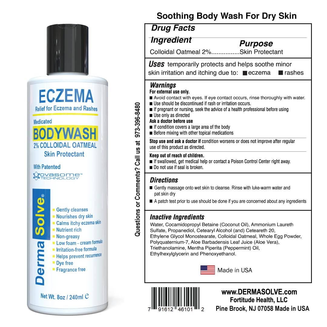 Dermasolve Eczema Relief Body Wash (2 Pack) | Protects, Moisturizes, and Repairs Skin - Kids