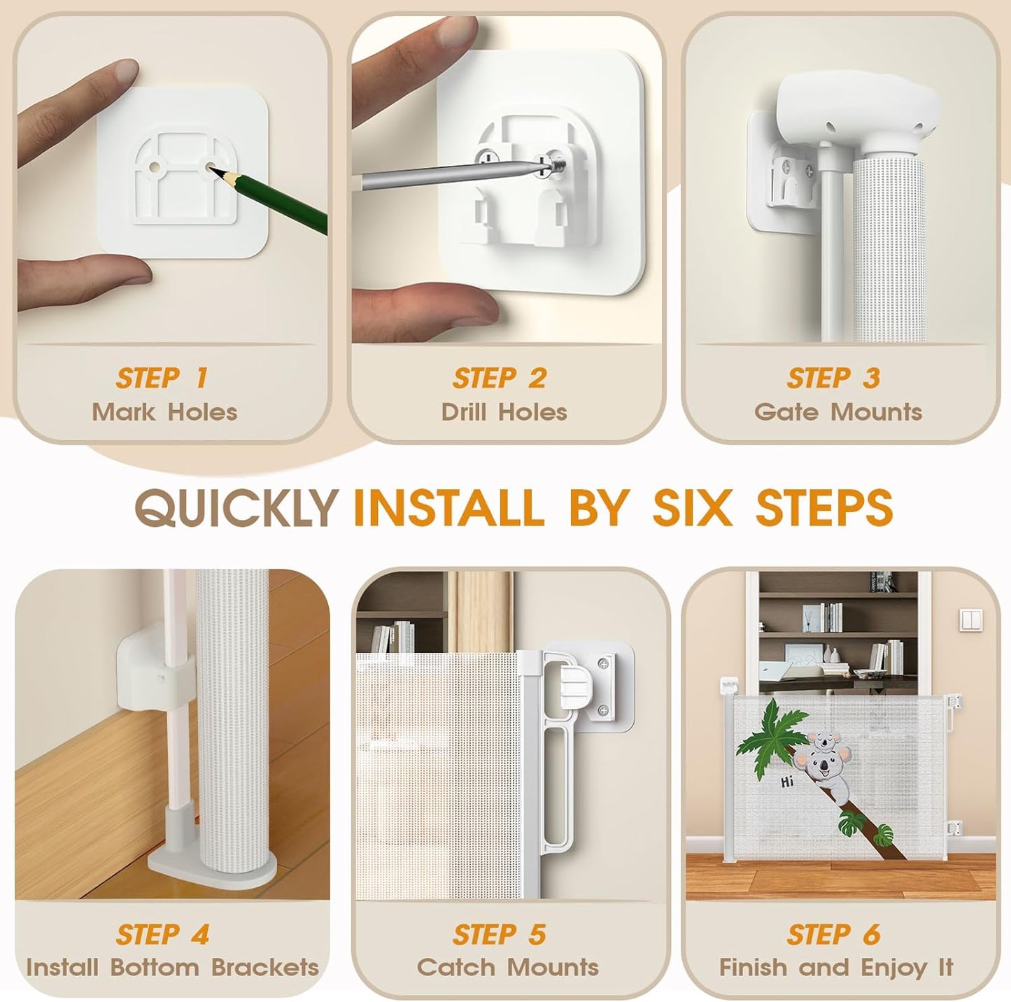 HOMEAL Retractable Baby Gate, Large Opening Retractable Mesh Gates for Baby and Pet, Extra Wide Indoor Outdoor Baby Gate for Stairs, Doorways, Hallways(Zoo,Width Up to 71")
