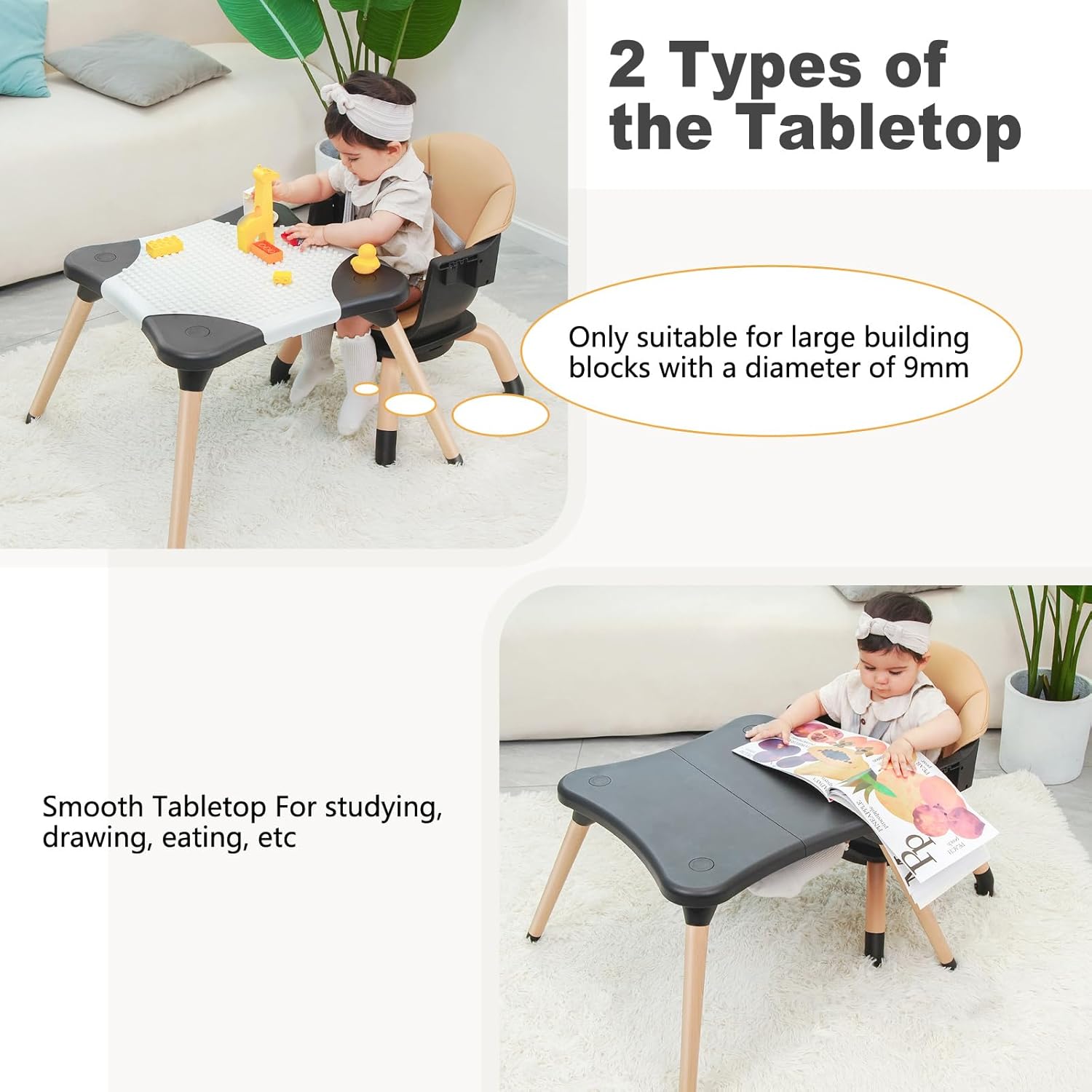 Baby High Chair, 7 in 1 Convertible High Chairs for Babies and Toddlers, Kids Learning Table