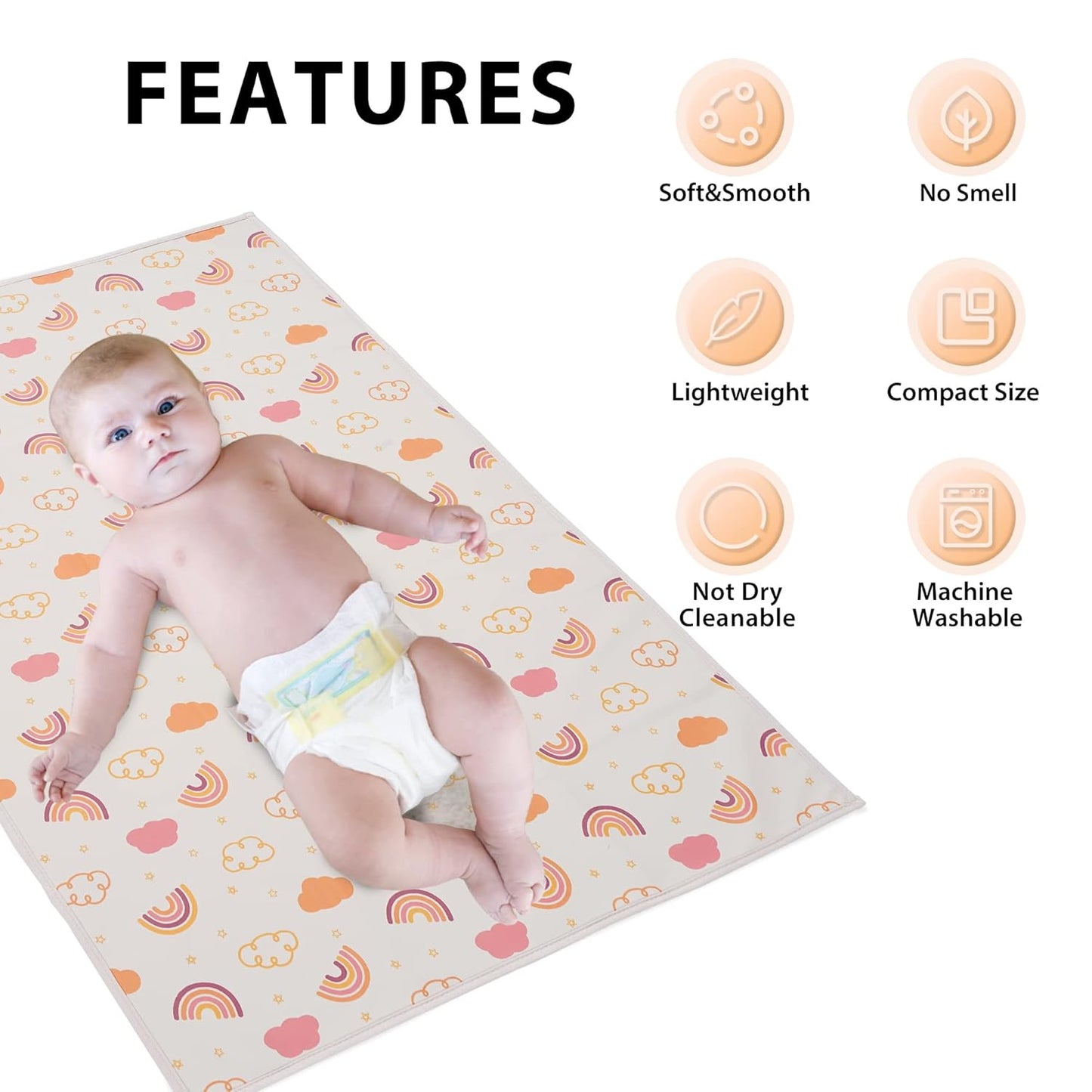 Vegan Leather Baby Changing Mat - Wipeable Portable Changing Pad, Foldable Travel Changing Mat for Baby, Newborns Toddlers Shower Gifts (Rainbow,20"*28")