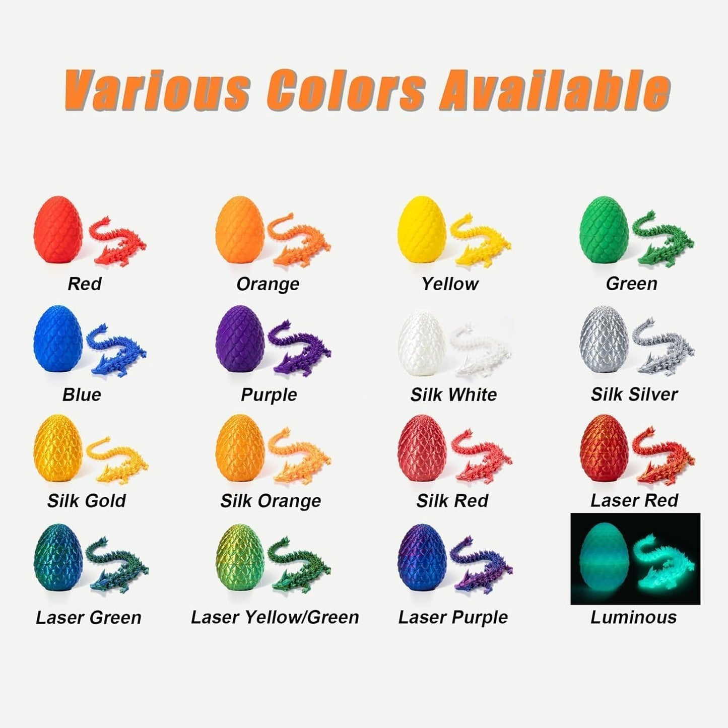 Executive Desk Toys Easter Egg, 3D Printed Dragon, 3D Dragon Eggs with Dragon Inside, Dragon Toy Dragon Egg Fidget Toy, Fidget Toys for Autism/ADHD (Laser Yellow&Green)