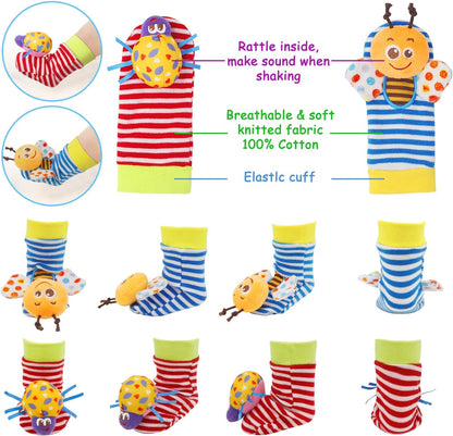 BLOOBLOOMAX Sock rattles for Babies 0-24 Months Baby Animal Foot Finder Educational Toys