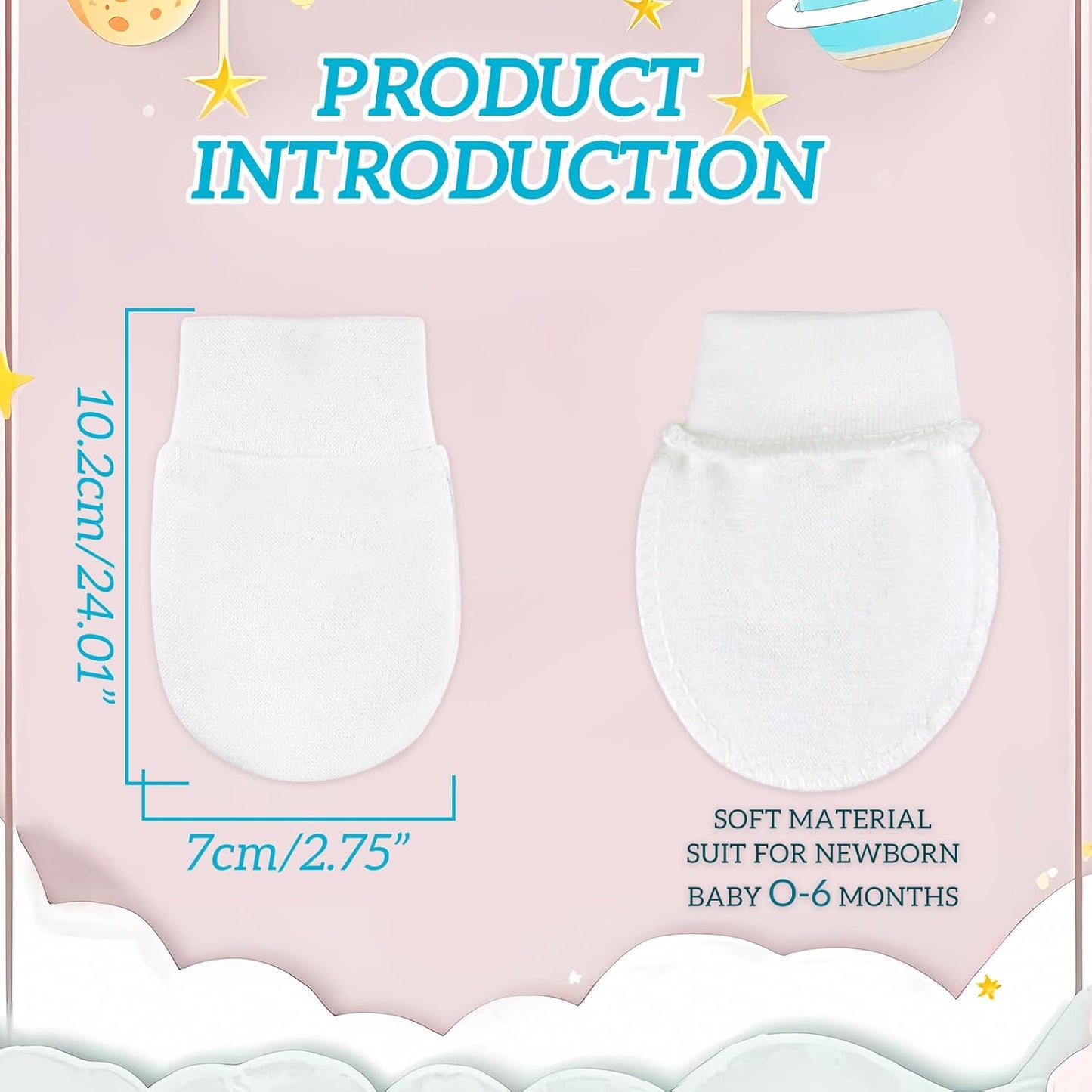 No Scratch Baby Mittens Newborn Infant Toddler Mittens Soft Elastic Wrist Gloves Mitten for 0-6 Months Boys Girls