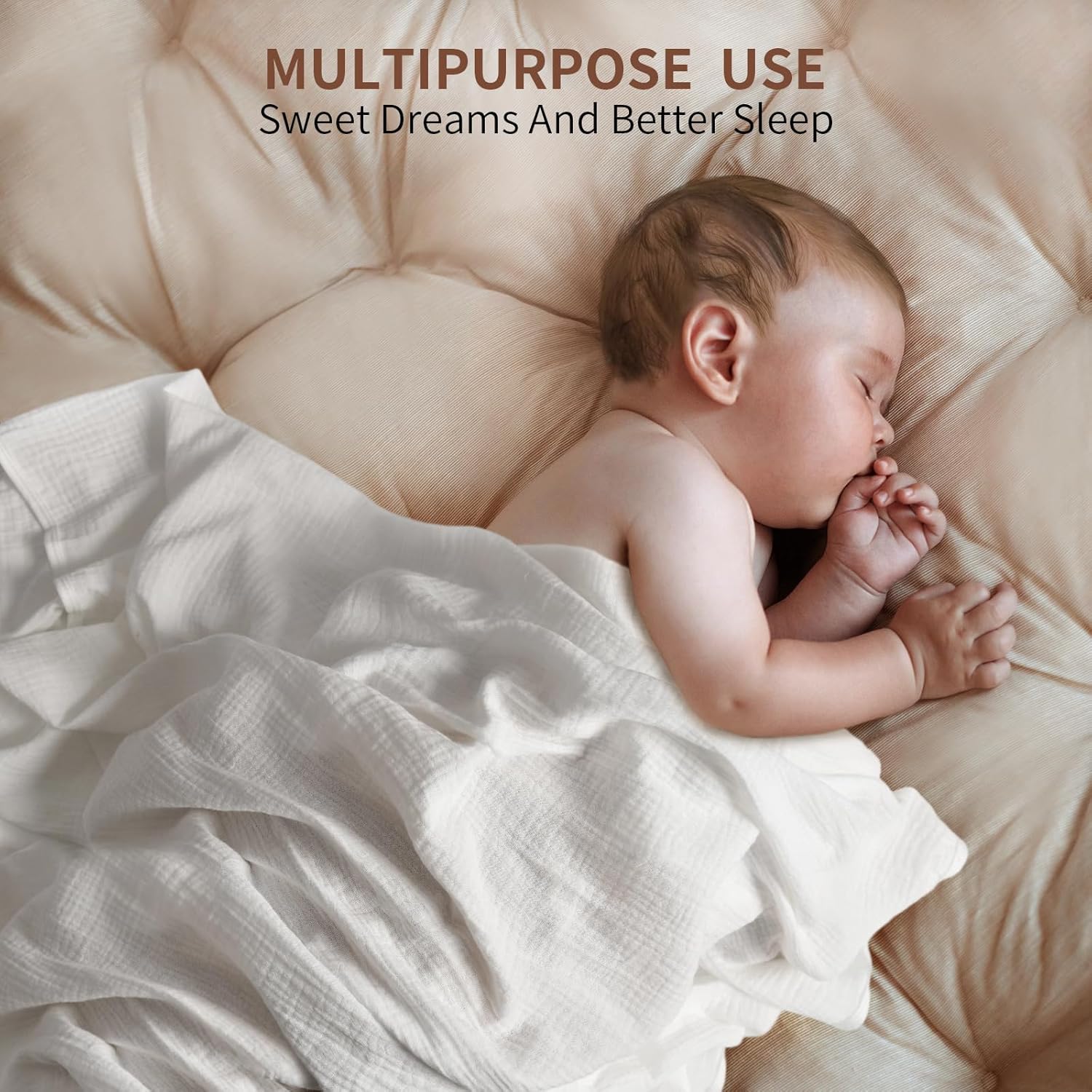 Muslin Swaddle Blankets for Newborn, 2 Pack Breathable Soft Receiving Blanket, Large 41 x 41 inches