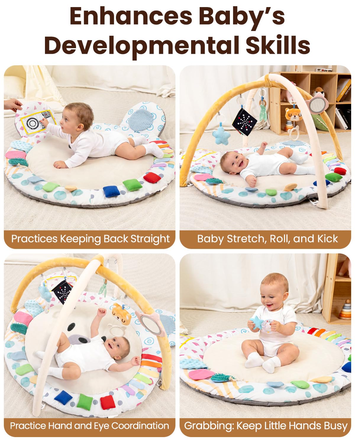Beavtaens Extra Large Baby Play Gym, Thickened and Non Slip Activity Mat