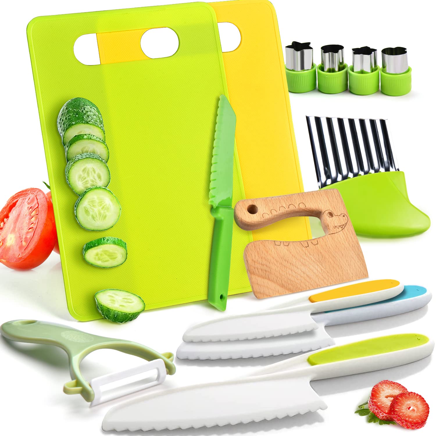 13 Pieces Montessori Kitchen Toys for Toddlers-Kids Cooking Sets Real-Toddler Toys Set for Real