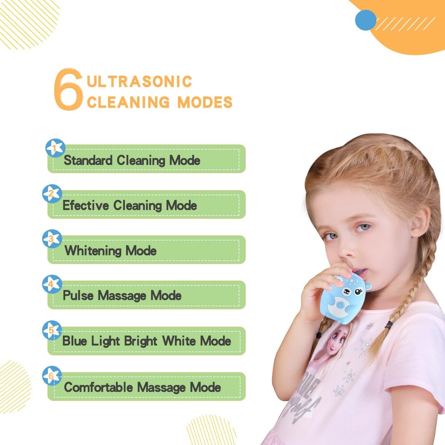 Kids Electric Toothbrushs U Shaped sonic Automatic Toothbrush with 4 Brush Heads, Six Cleaning