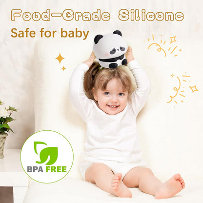 Cute Panda Night Light, LED Squishy Novelty Animal Night Lamp, Food Grade Silicone 3 Level Dimmable Breastfeeding Nursery Nightlight for Room Decor, Cute Gifts Stuff for Boys Girls Baby Children