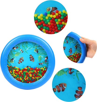 Musfunny Ocean Drum Wave Bead Drum Gentle Sea Sound Music Gift Musical Educational Sea Sound Drum Tool for Kid Child Baby (Blue)
