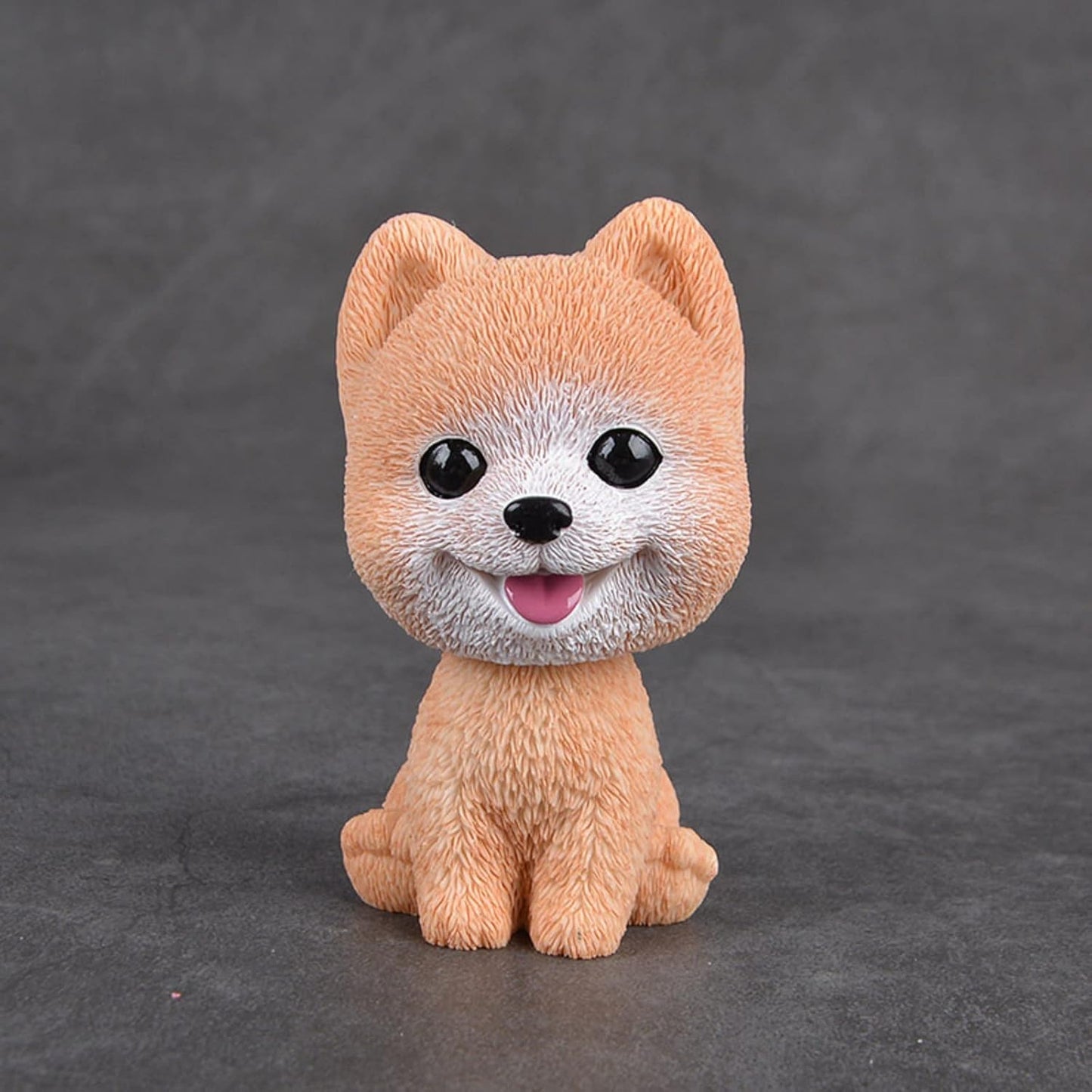 Resin Bobbing Head Dog Figurines Mini Bobblehead Puppy for Home Office Desk Car Dashboards Decor Ornaments (Pomeranian)
