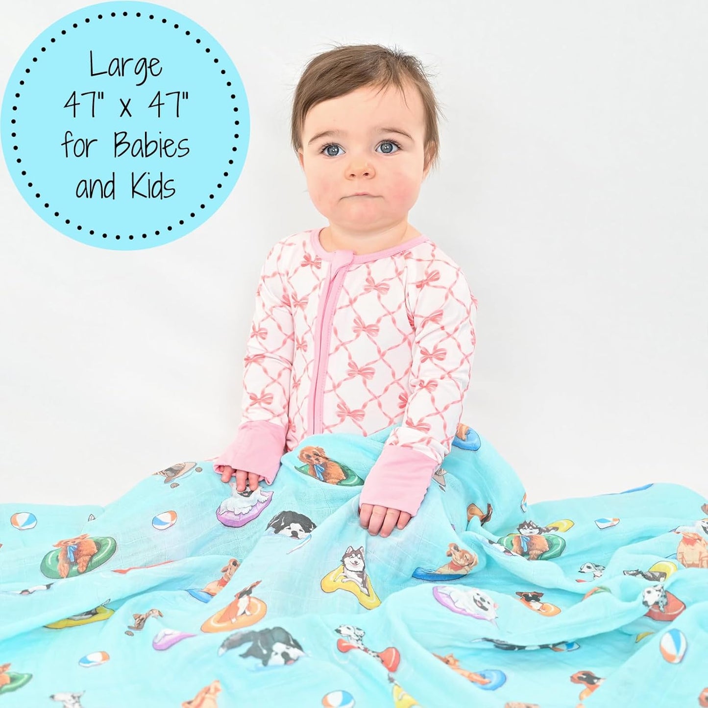 LollyBanks Muslin Blanket 100% Organic Cotton, Summer Muslin Quilt Lightweight, 6 Layers Baby