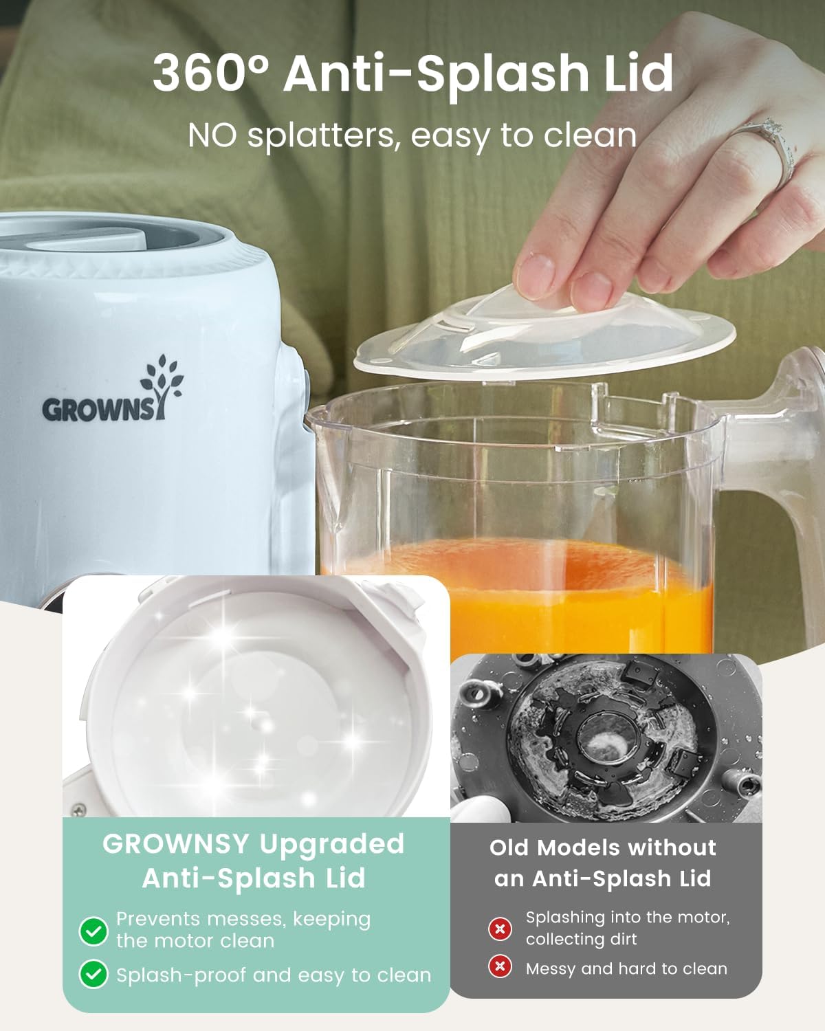 GROWNSY Baby Food Maker with Steam Basket, One Step Baby Food Processor Steamer Puree Blender
