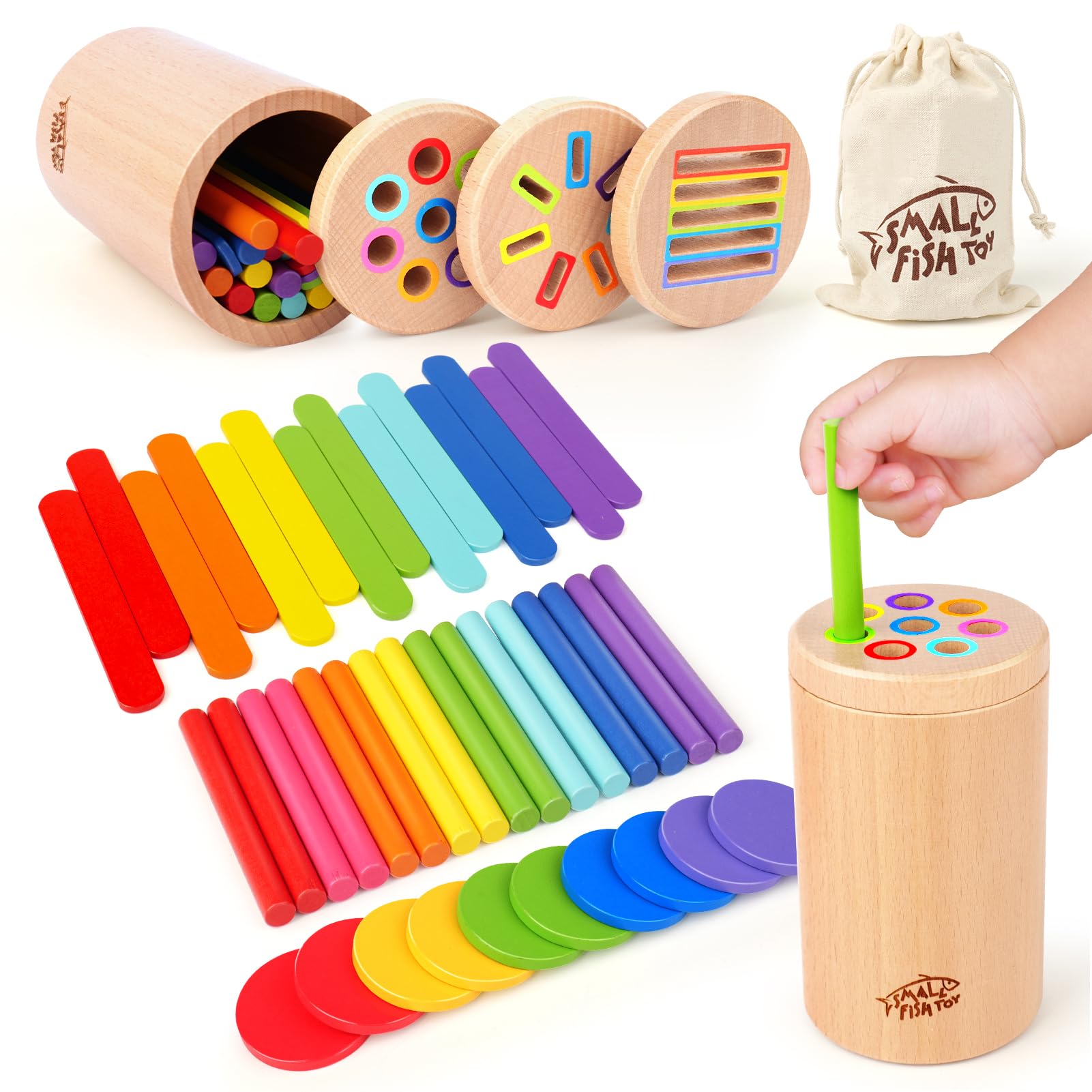 Wooden Montessori Baby Toddler Toys 3in 1 Learning Fine Motor Preschool Toy