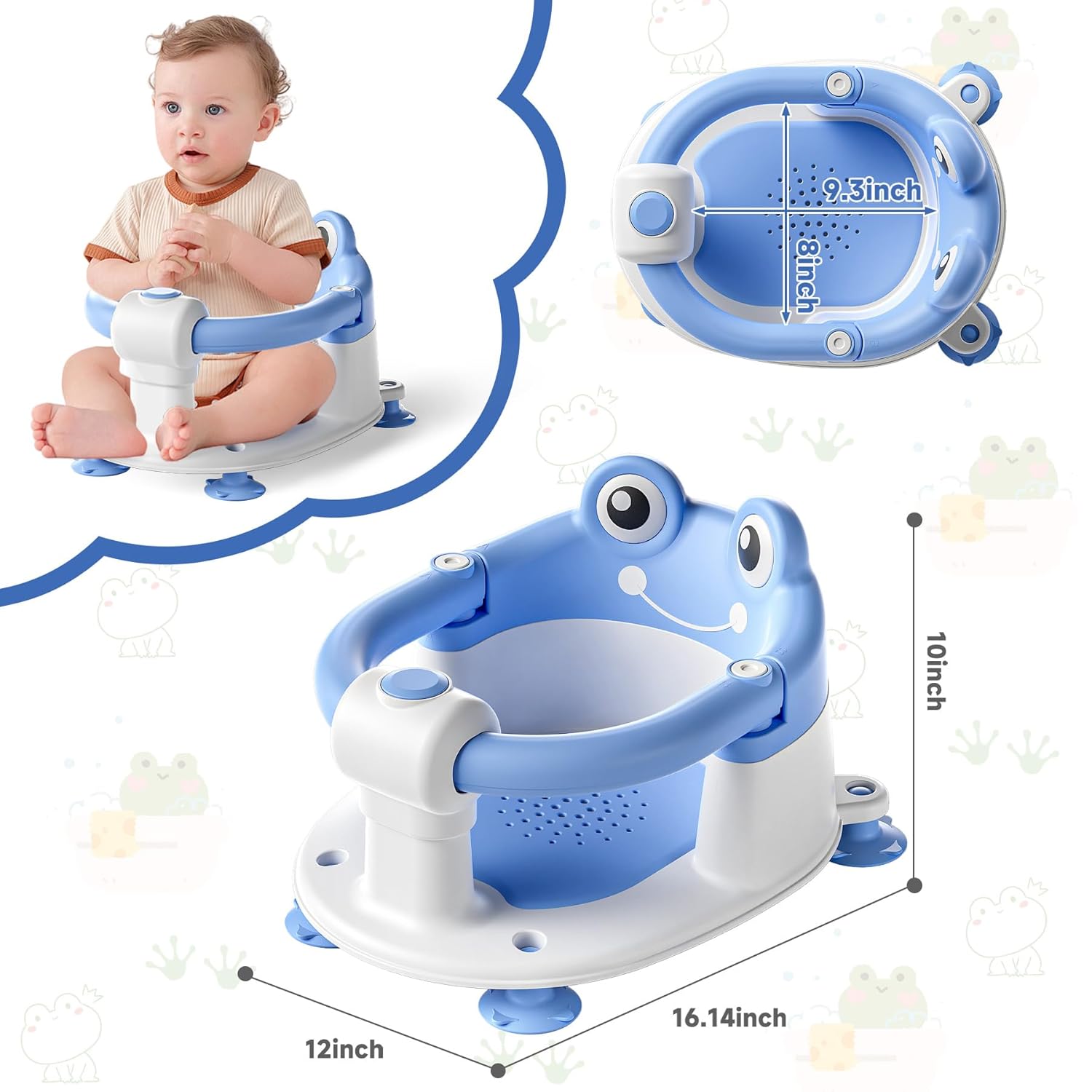 Baby Bath Seat for Babies 6 Months & up Non-Slip Toddler Bath Seats for Sitting Up Infant Bathtub