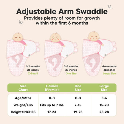 3-Pack Organic Baby Swaddle Sleep Sacks - Swaddles for Newborns, Infant 3-6 Months, Baby Girls