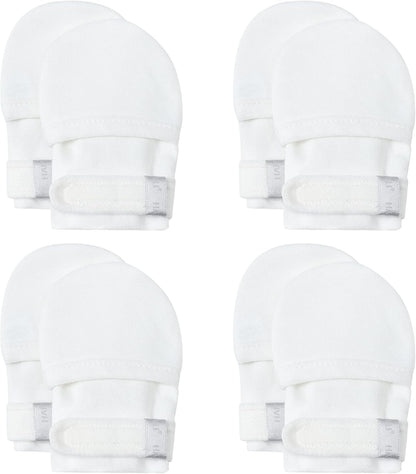 HAPIU Baby No Scratch Mittens Stay On, 100% Cotton Breathable, Adjustable Infant Gloves for Boys Girls, Newborn - 12 M