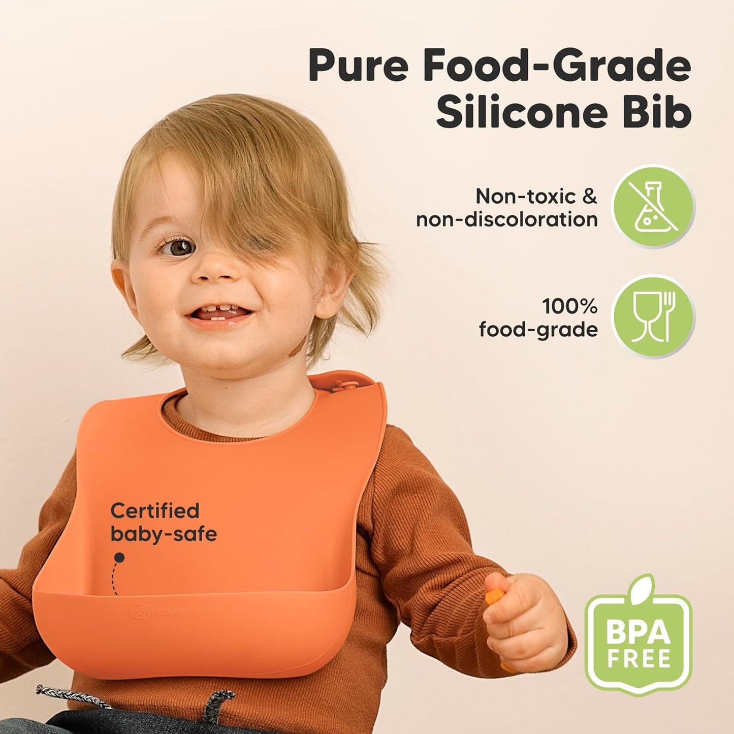 KeaBabies 2-Pack Silicone Baby Bibs for Eating - Sturdy Food-Grade Silicone Bibs for Babies Girl