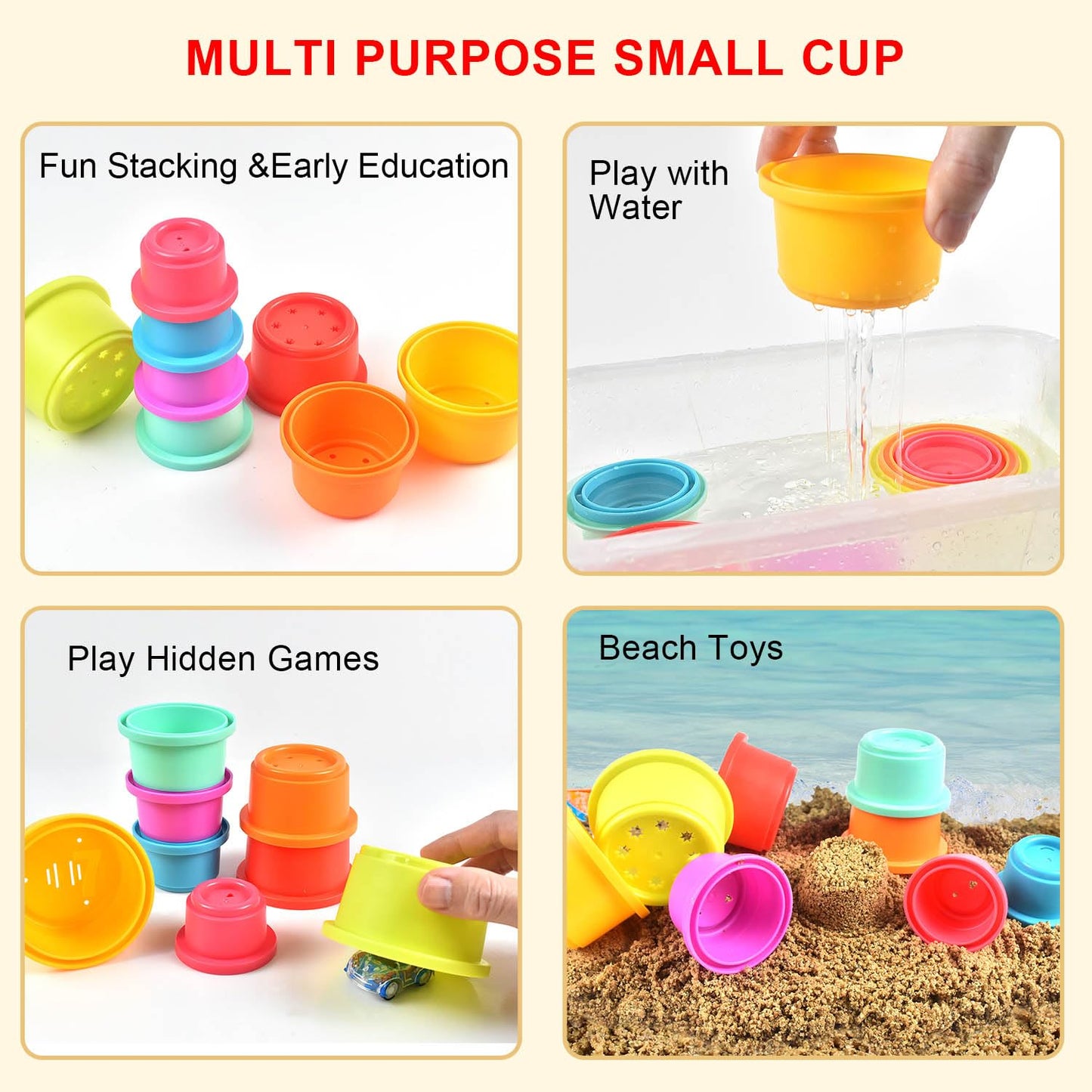 Cosaway Baby Stacking Nesting Cups Toys, Baby Toys 6 to 12 Months, Montessori Toys for Toddler