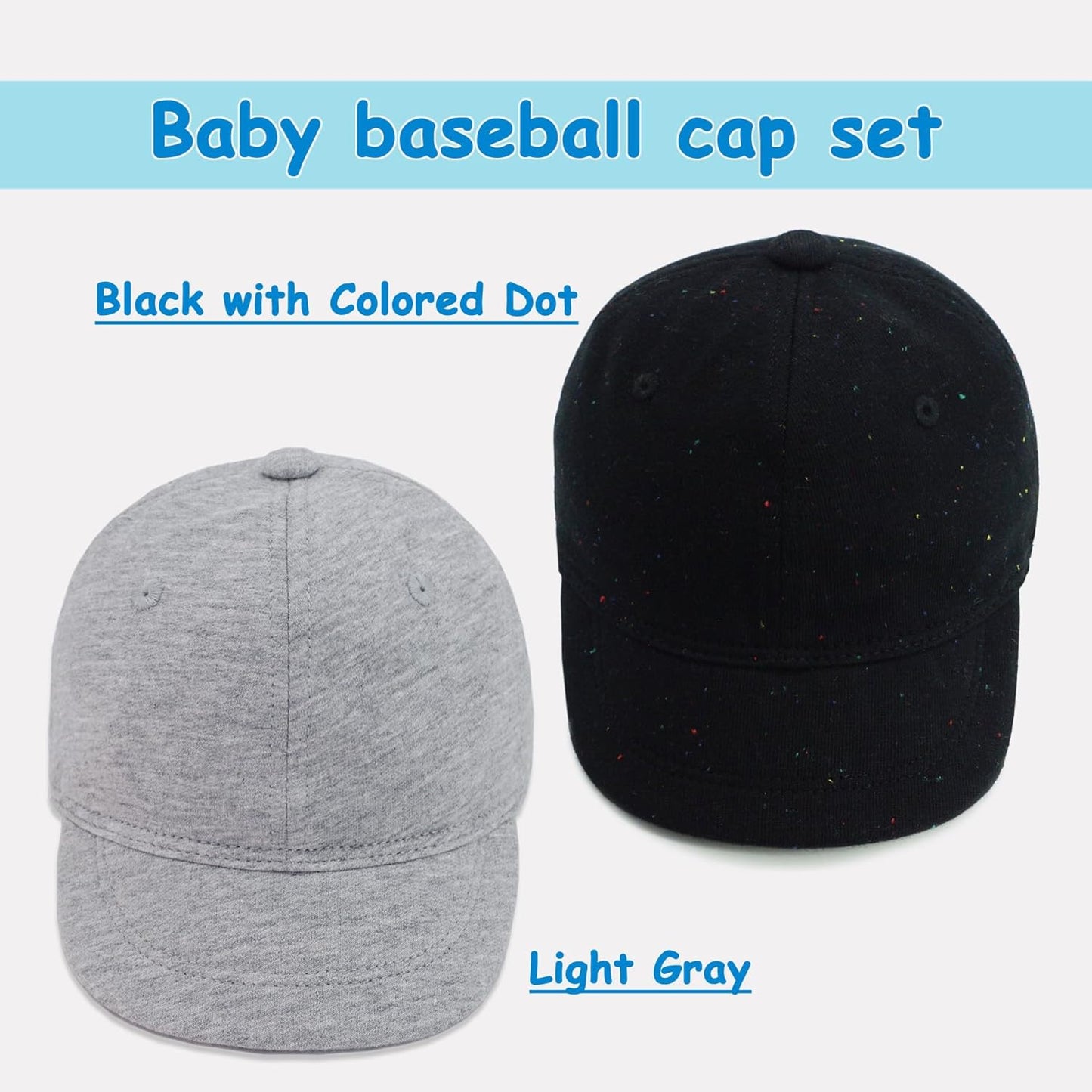 Keepersheep Baby Baseball Cap Infant Sun Hat, Cotton Knit with Soft Brim, Adjustable Soft Newborn Toddler Cap
