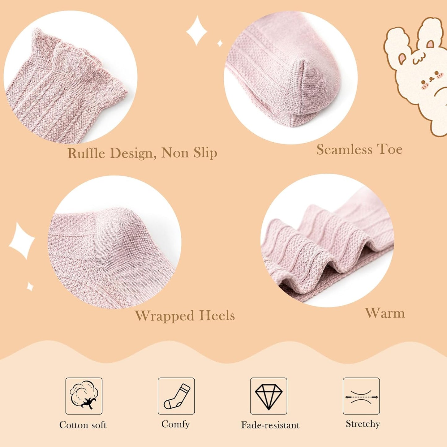 Zando Baby Knee High Socks - Infant to Toddler, Cotton Ruffle Socks, Warm Girls & Boys Long Stockings, 3-6 Pairs