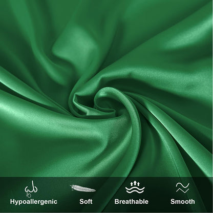 Mulberry Silk Pillowcase for Hair and Skin,King Size Cooling Silk Pillow Case with Hidden Zipper,Allergen Proof Dual Sides Soft Breathable Smooth Silk Pillow Cover for Women(King,Green)