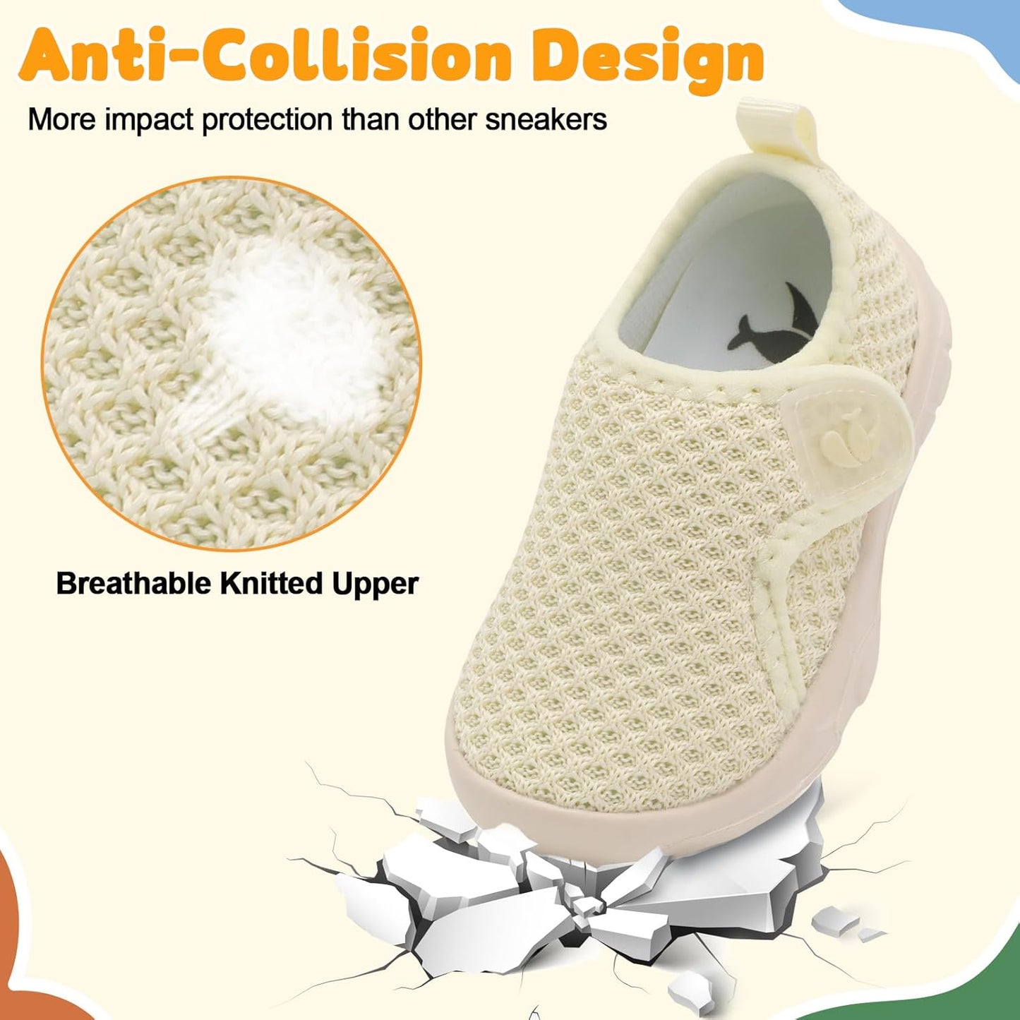 FEETCITY Baby Shoes Boys Girls First Walking Shoes Infant Sneakers Lightweight Slip On Shoe