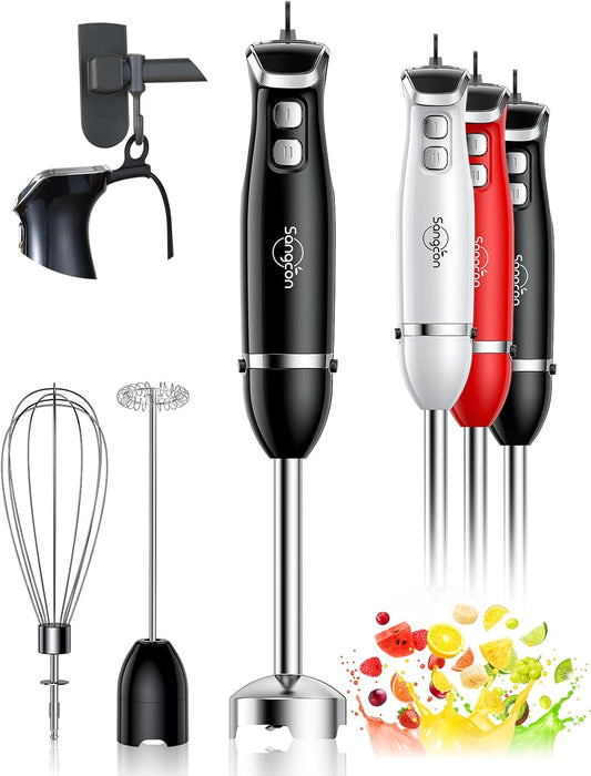 Sangcon Immersion Blender Handheld, 3-in-1 Hand Blender Electric, 400W Handheld Blender, Stainless