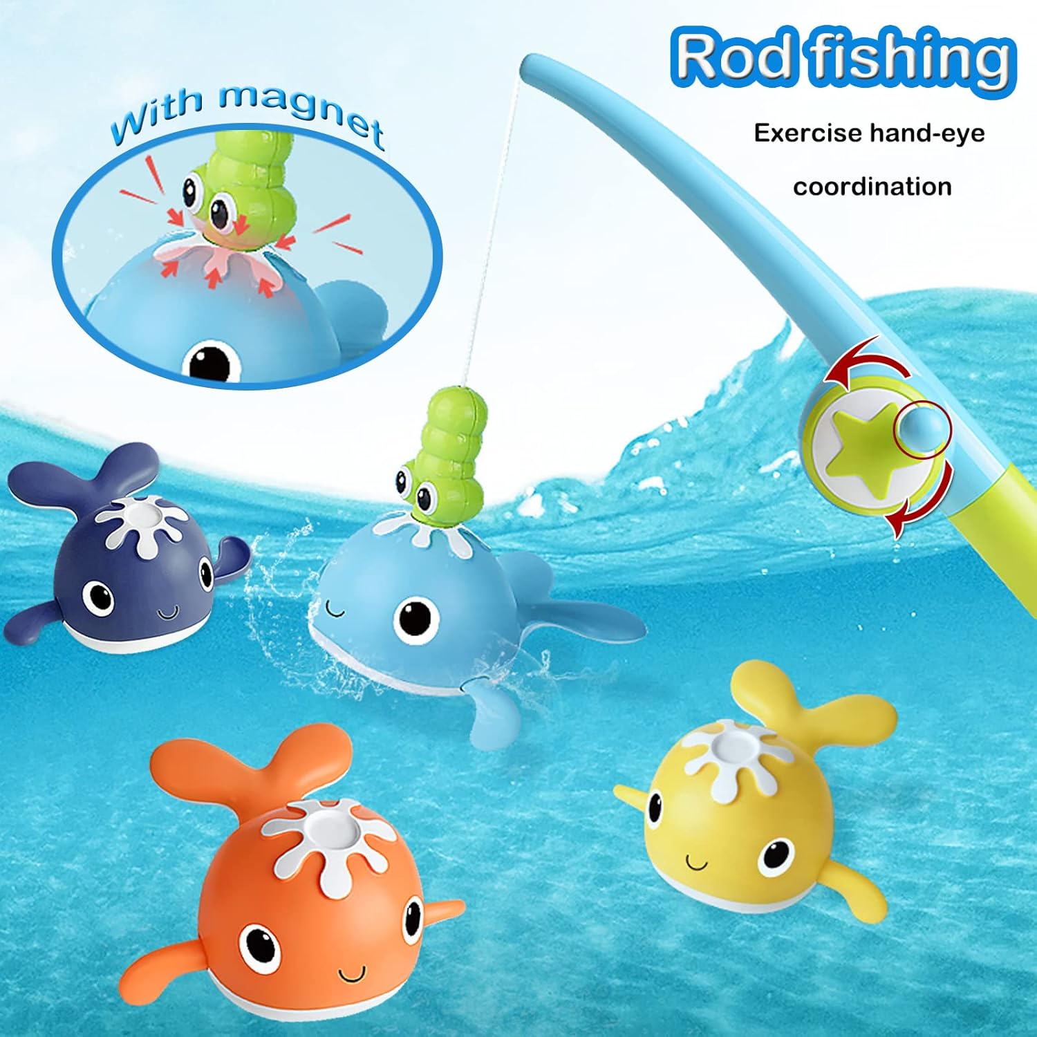 Magnet Fishing Game Bath Baby Toy for 1-3 4-8 Year Old Toddler Boys Girls,Gifts for Kid,Baby