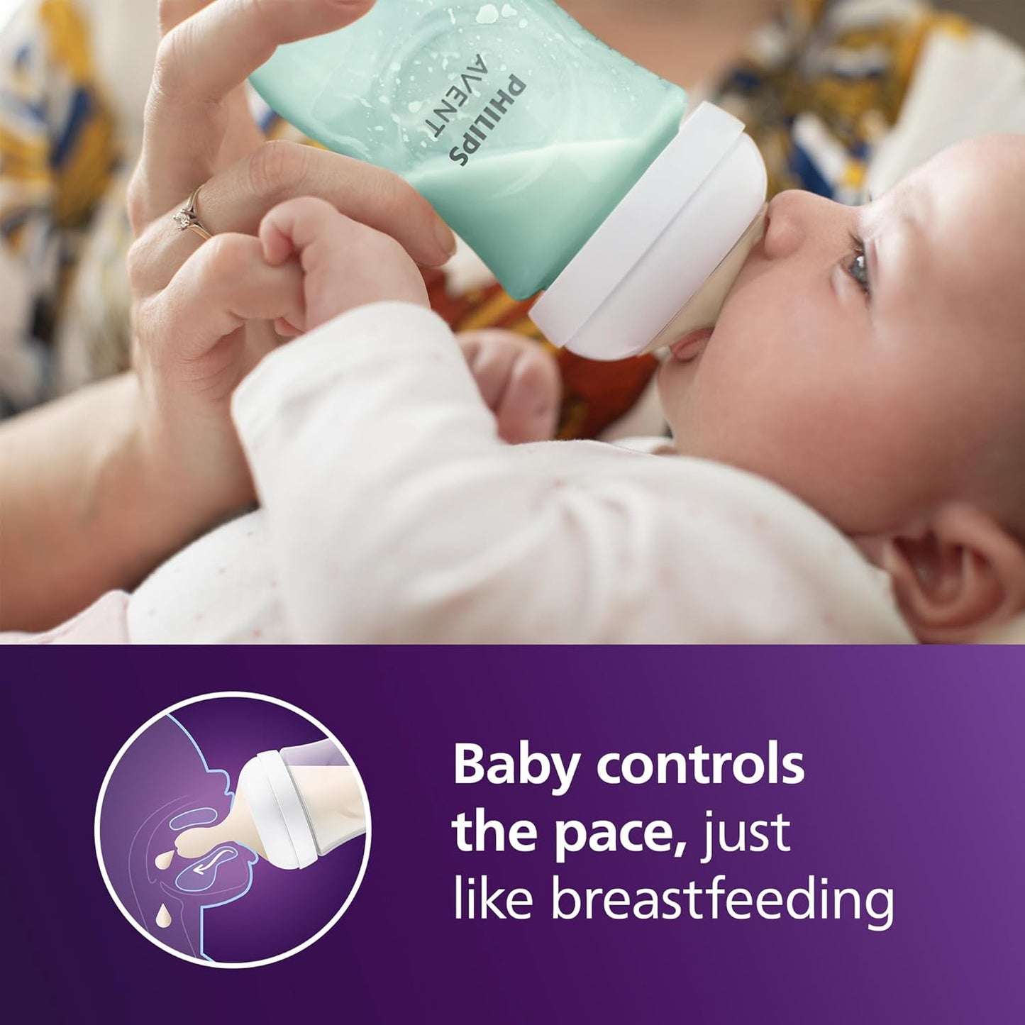 Philips Avent Natural Baby Bottles with Natural Response Nipples (Medium Flow, Flow 3), 9oz, Teal