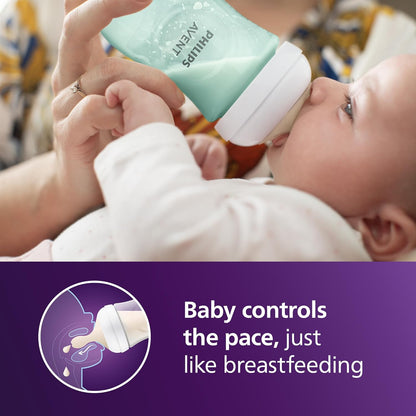 Philips Avent Natural Baby Bottles with Natural Response Nipples (Medium Flow, Flow 3), 9oz, Teal