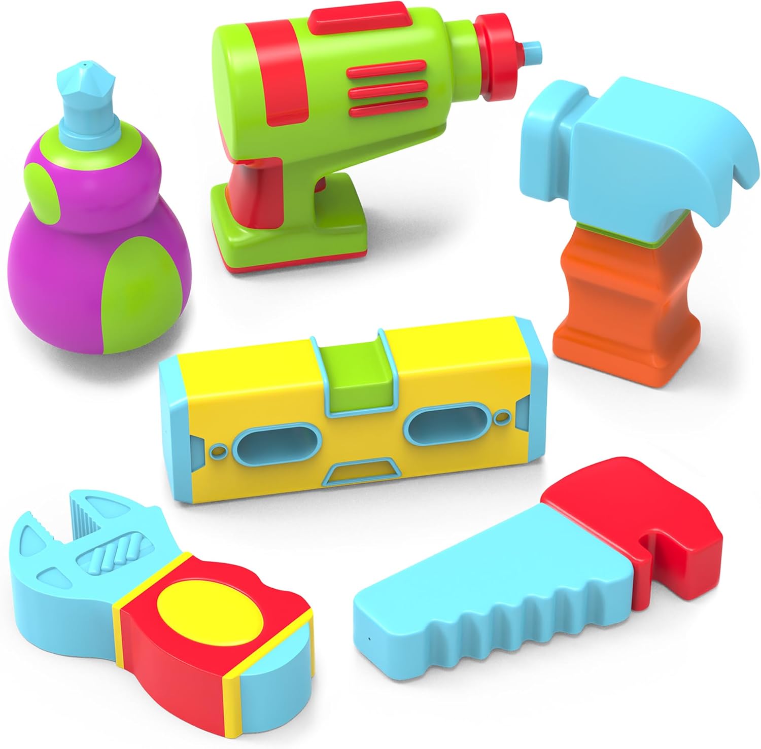 Tub Works® Tools™ Mold Free Bath Toys, 6 Pack | Sealed, No Hole Bath Toys Design Keeps Moisture Out