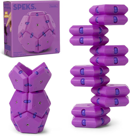 Speks Geode Matte Pentagons Magnetic Fidget Toy for Adults | Quiet Sensory Toy for Stress Relief & Anxiety, Office Desk ADHD Tool, Stocking Stuffer & Top Gadget Gift Idea | Razzle, 12-Piece Set