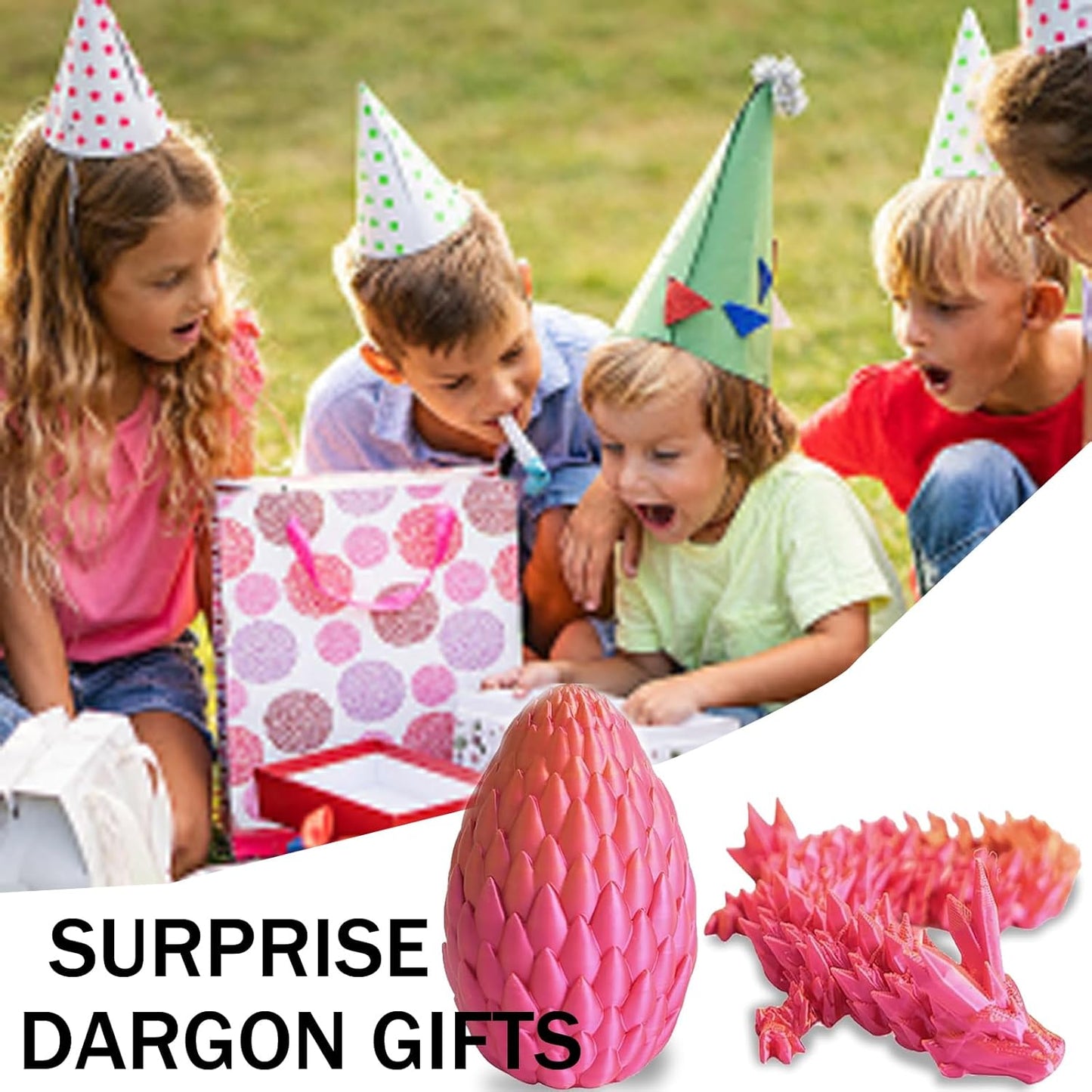 Cessfle 3D Printed Dragon in Egg, Crystal Dragon Eggs with Dragon Inside, Full Articulated Dragon Eggs 3D Dragon Toys, Mystery Dragon Egg for House of Dragon, 3D Printed Animals Fidget Toys