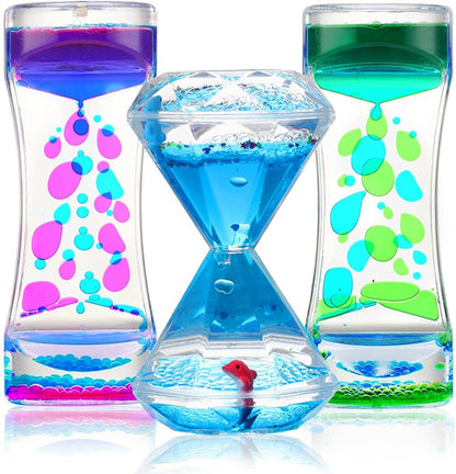 Sensory Toys Liquid Motion Timer Bubbler 3 Set - Best Fidget Toys for Kids Adults for Stress and Anxiety Relief, Calming Tool for Autism Children, Stocking Stuffers Kids Toddlers