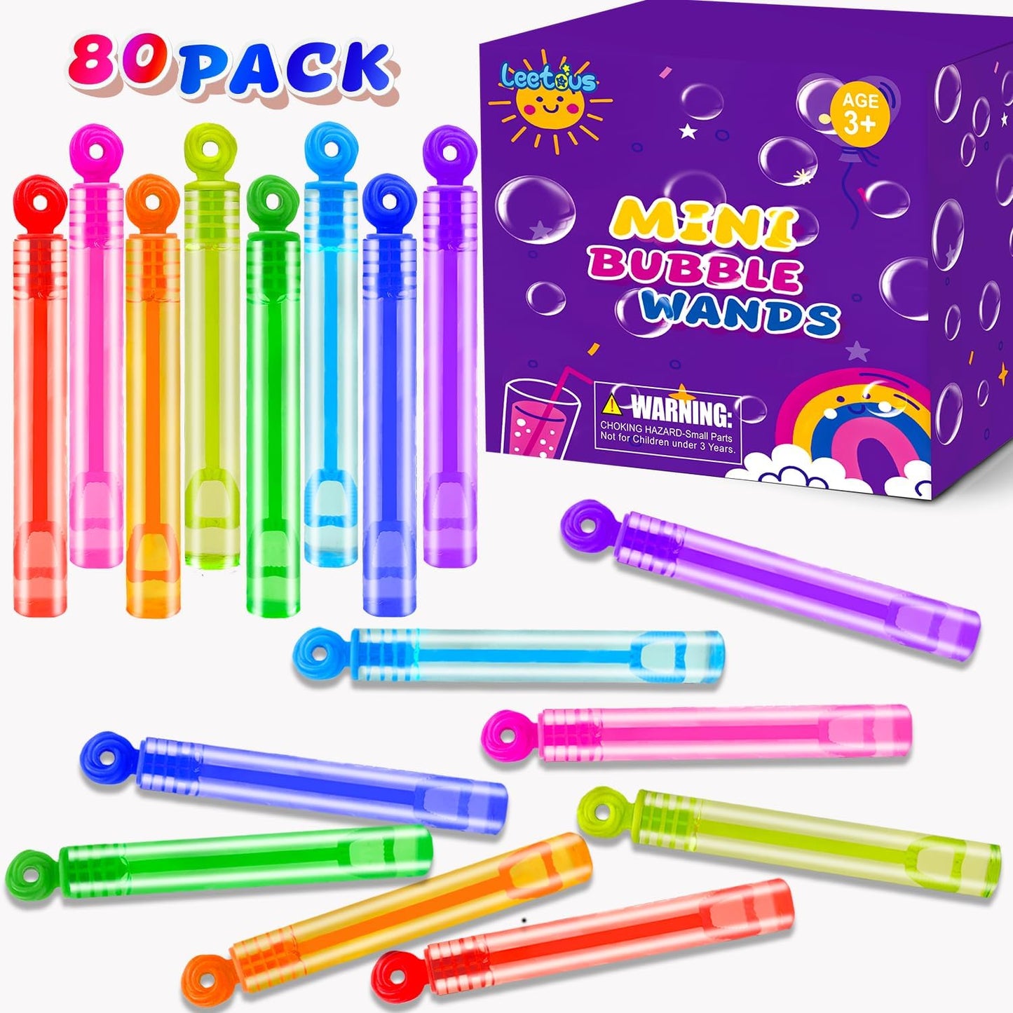 Mini Pocket Bubbles Wands Toys Gifts Prizes Bulk for Kids 80 Pack-Bubbles Party Favors Supplies for Toddlers,Bulk Boys Girls Treats Prizes for Halloween Giveaways Handouts Birthday Wedding Camping