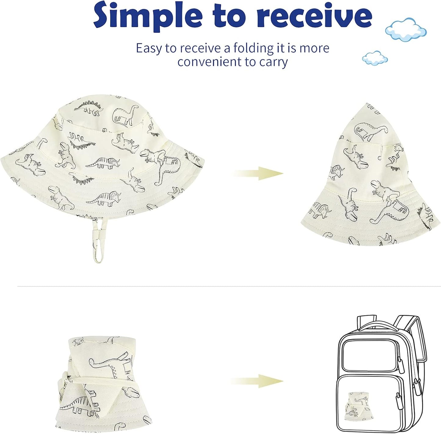 Durio Baby Bucket Sun Hat Toddler Hats Summer Beach Hat UPF 50+ Sun Protection Bucket Hats for Kids Baby Boy Girl Gifts 2Pack