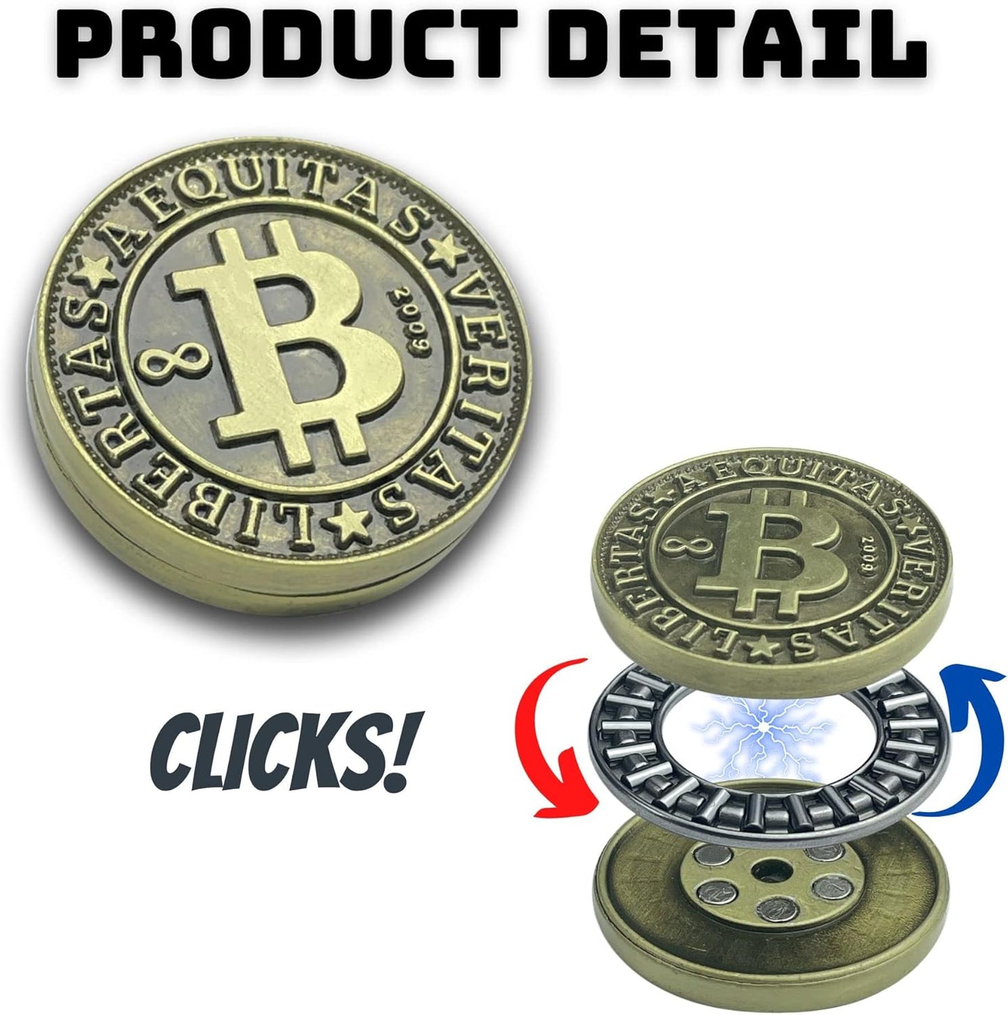 Fidget Slider Fidget Coin Metal Fidget Toy EDC Slider Fidget Toys for Adults Push Slider Anxiety Relief Chritmas Gift for Men ADHD(Yellow)