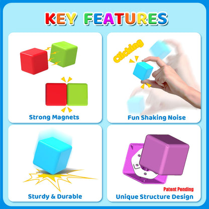 Magnetic Building Blocks Large, 1.65 inch Magnetic Stacking Cubes for Toddlers, Sensory &