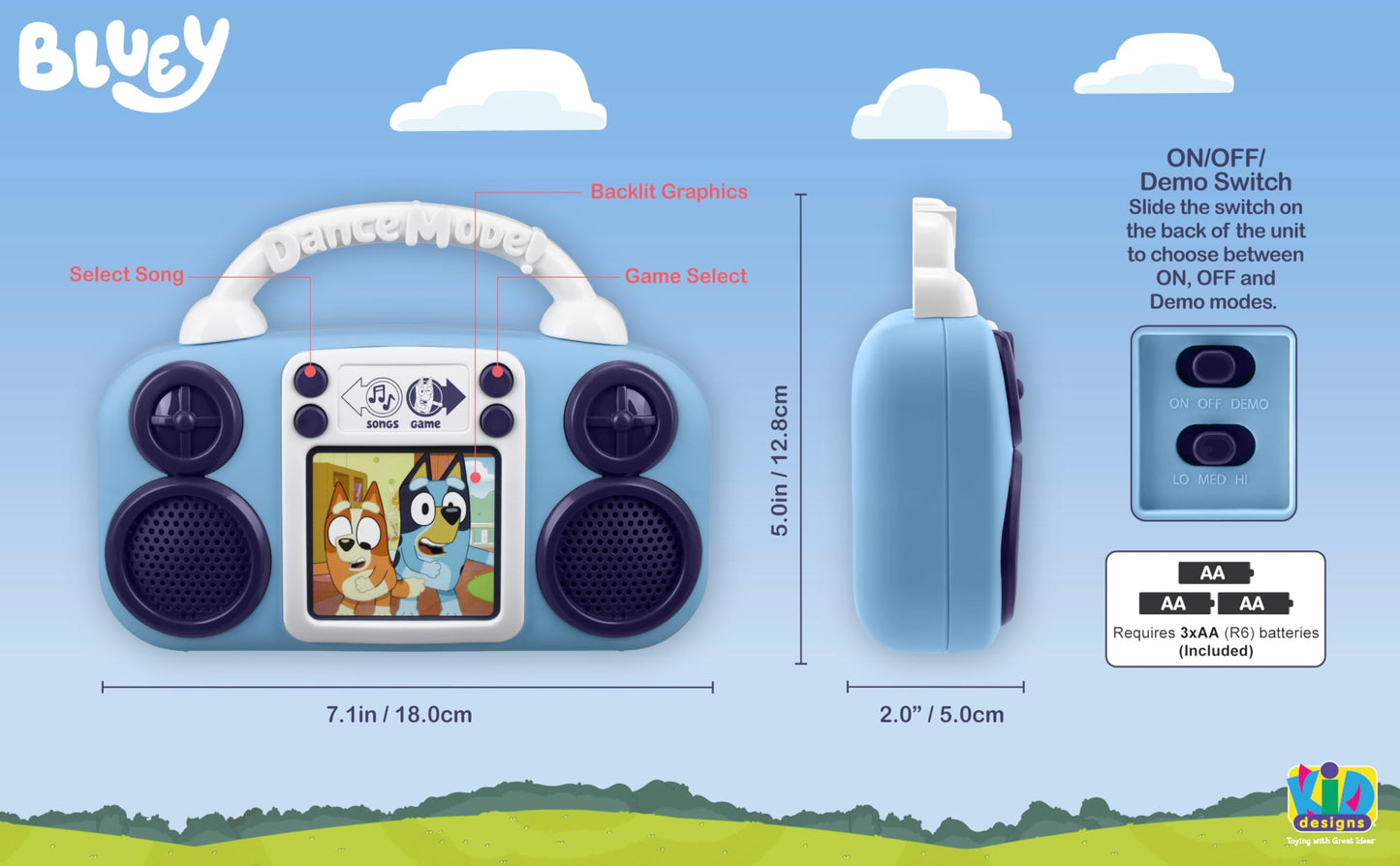 Bluey Toy Music Player, Toddler Toy with Built-in Music and Lights (Bluey)