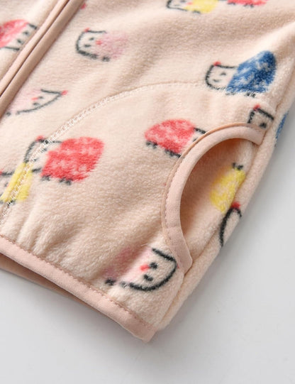Kids Printed Polar Fleece Jacket Toddler Baby Boys Girls Autumn Winter Warm Sherpa Lining Outerwear Soft Lightweight