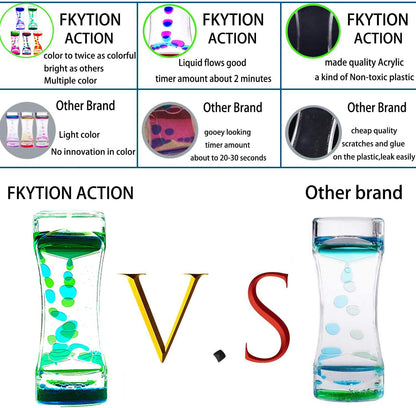 Liquid Motion Bubbler Timer Pack of 5 Colorful Hourglass Liquid Bubbler Sensory Anxiety Toys Autism ADHD Fidget Toys Children Activity Calm Relaxing Desk Toys for Kid's Teenager Adults