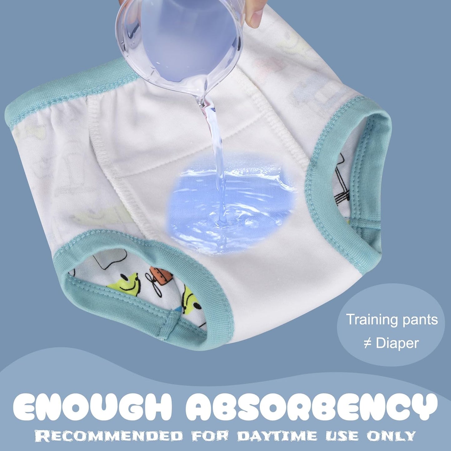 BIG ELEPHANT Toddler Training Pants, Soft Cotton Absorbent Training Underwear for Baby Boys & Girls