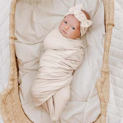Konssy Baby Girl Newborn Receiving Blanket with Matching Headband and Beanie Set Baby Swaddle Nursery Swaddle Wrap
