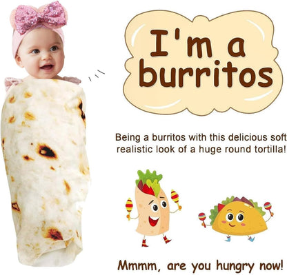 Burrito Tortilla Blanket Baby Stuff Shower White Elephant Gifts for Kids Taco Throw Blankets Wrap Newborn Swaddle Toddler Boy Girl Party Novelty Gag Pets Soft Fleece 40in