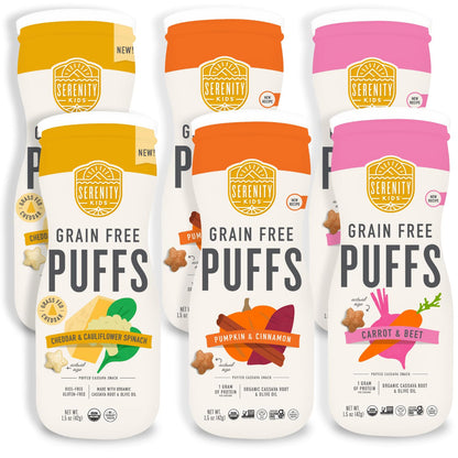 Serenity Kids 6+ Months Grain-Free Baby Puffs Snack - Baby & Toddler Snacks for 6+ Months - No