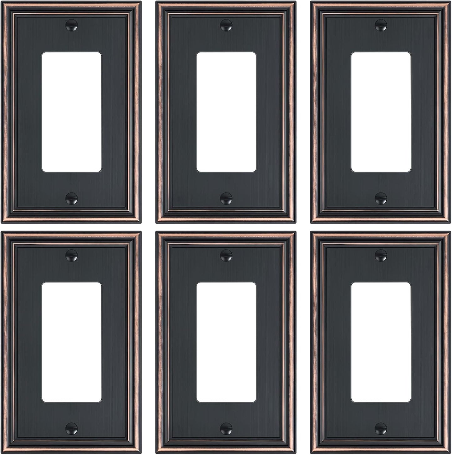 6-Pack Decorator Outlet Cover Plate, Aged Bronze Decorative Switch Plates and Outlet Covers